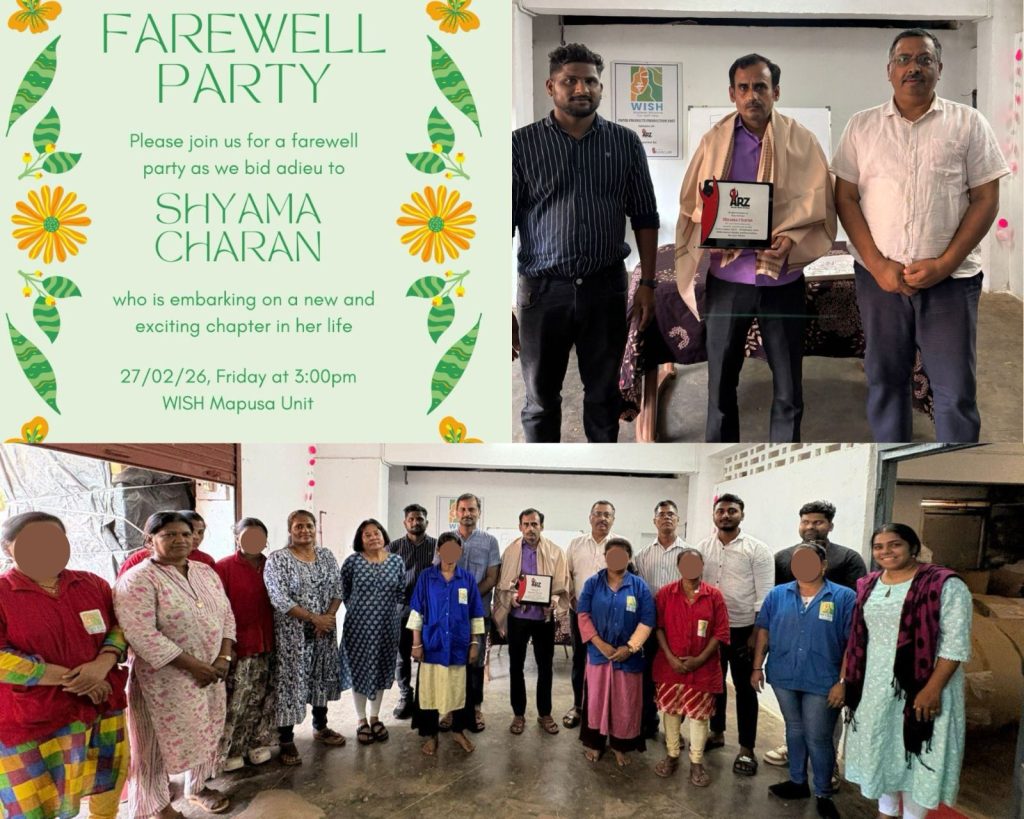 Bidding farewell to Mr. Shyama Charan, a valued Production Team Member at WISH.